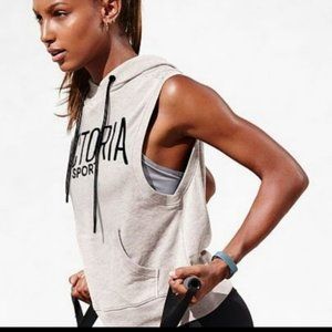Victorias Secret Sport lighy grey sleeveless hoodie with vented back